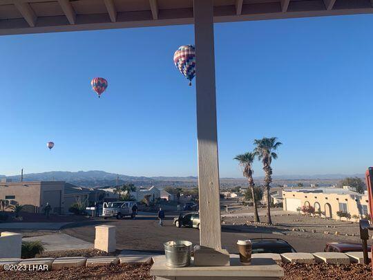 view of patio / terrace with a mountain view