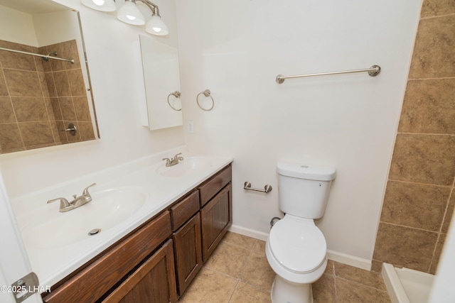 31447 Marine Dr, Parker, AZ 85344 - full bathroom with a sink, tile patterned floors, toilet, and tiled shower