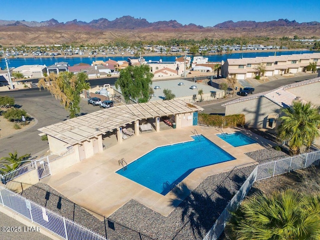 8625 Riverside Dr Unit 55, Parker, AZ 85344 - birds eye view of property featuring a water and mountain view