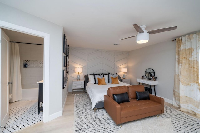 8625 Riverside Dr Unit 55, Parker, AZ 85344 - bedroom with light hardwood / wood-style flooring and ceiling fan