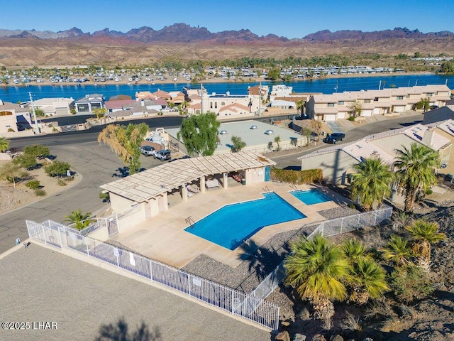 8625 Riverside Dr Unit 55, Parker, AZ 85344 - drone / aerial view with a water and mountain view