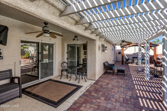 view of patio featuring a pergola