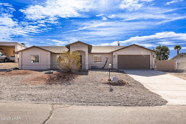 ranch-style home with a garage