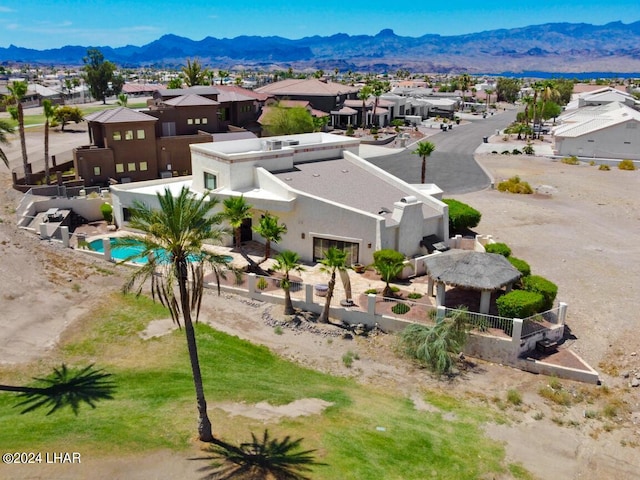 bird's eye view with a mountain view