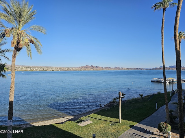 view of water feature with a mountain view