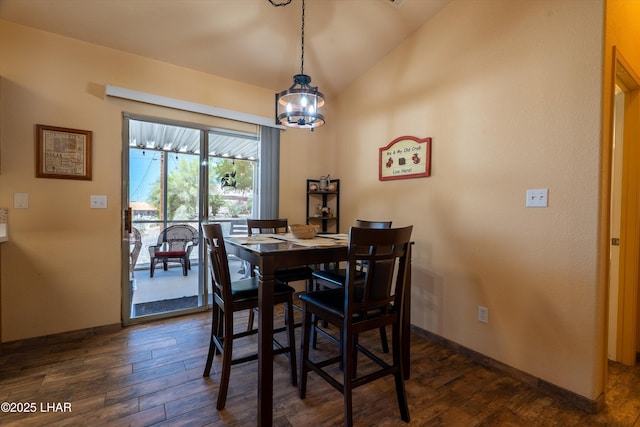3841 Big Horn Dr, Lake Havasu City, AZ 86406 - dining room with dark wood-type flooring and lofted ceiling