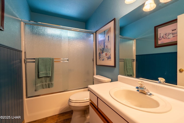 3841 Big Horn Dr, Lake Havasu City, AZ 86406 - full bath with vanity, combined bath / shower with glass door, and wood finished floors