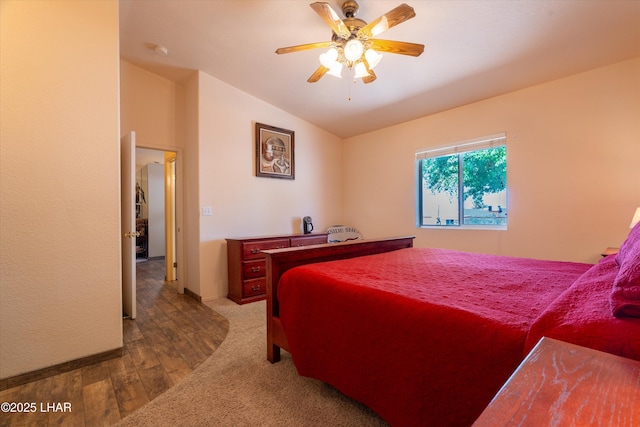 3841 Big Horn Dr, Lake Havasu City, AZ 86406 - bedroom with lofted ceiling, wood finished floors, and ceiling fan
