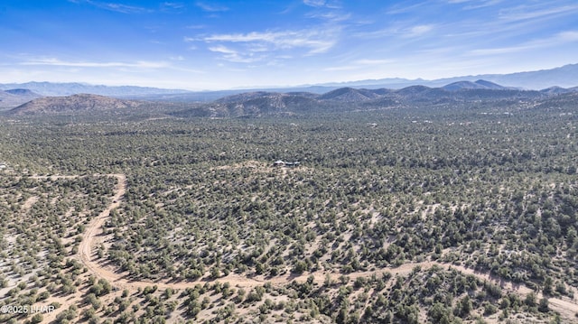 bird's eye view with a mountain view