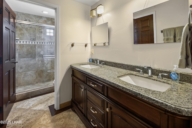 8652 Hopi Dr, Parker, AZ 85344 - full bathroom featuring a shower stall and double vanity