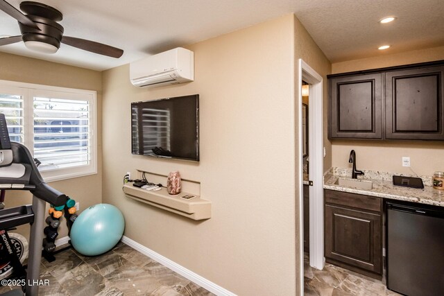 2641 Palo Verde Blvd N, Lake Havasu City, AZ 86404 - interior space with baseboards, ceiling fan, an AC wall unit, a sink, and recessed lighting