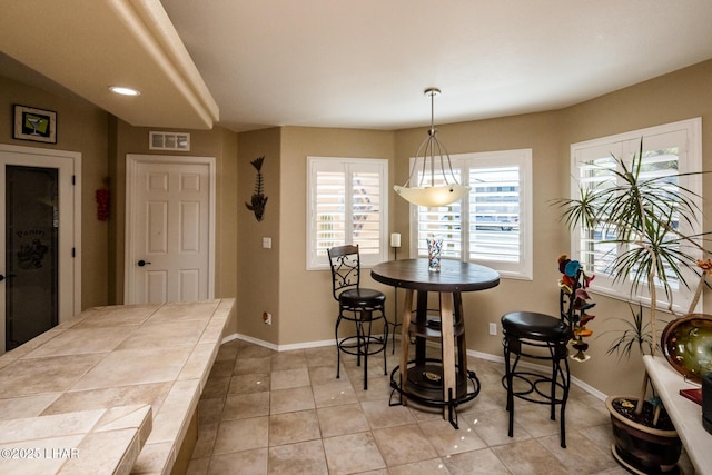 2641 Palo Verde Blvd N, Lake Havasu City, AZ 86404 - dining room featuring light tile patterned floors, baseboards, visible vents, and recessed lighting