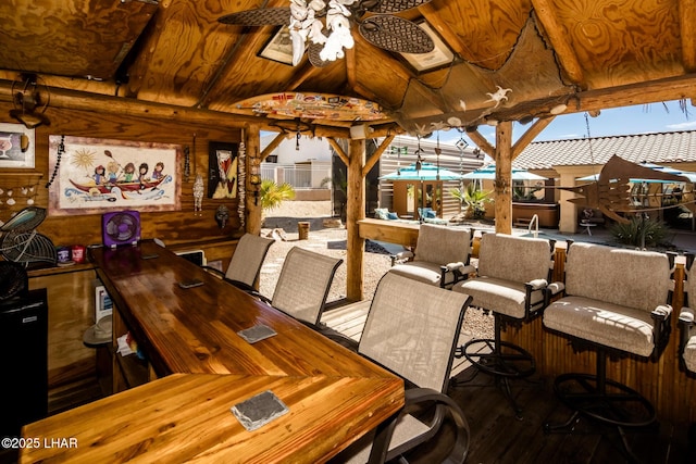 2641 Palo Verde Blvd N, Lake Havasu City, AZ 86404 - dining area with ceiling fan, vaulted ceiling, and a wealth of natural light