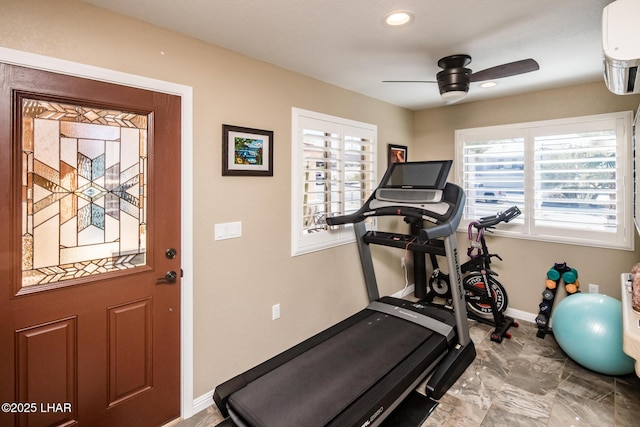 2641 Palo Verde Blvd N, Lake Havasu City, AZ 86404 - workout room with ceiling fan, recessed lighting, and baseboards