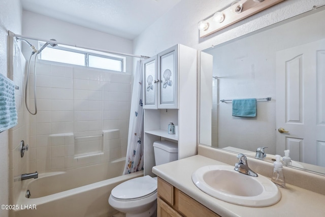 2974 Caravelle Dr, Lake Havasu City, AZ 86406 - bathroom featuring shower / bath combo with shower curtain, toilet, and vanity