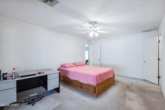 2974 Caravelle Dr, Lake Havasu City, AZ 86406 - bedroom featuring unfinished concrete flooring and ceiling fan