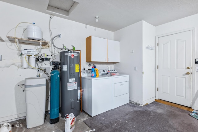2974 Caravelle Dr, Lake Havasu City, AZ 86406 - laundry area featuring independent washer and dryer, cabinet space, and water heater