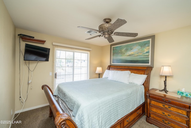 1351 London Bridge Rd Unit 2, Lake Havasu City, AZ 86404 - bedroom featuring a ceiling fan, baseboards, visible vents, and carpet