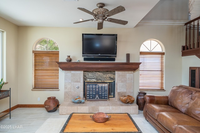 1351 London Bridge Rd Unit 2, Lake Havasu City, AZ 86404 - living room featuring visible vents, arched walkways, ceiling fan, and recessed lighting