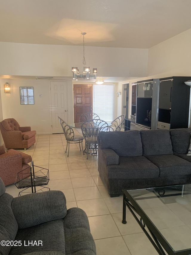 1008 Barcelona Unit 1, Lake Havasu City, AZ 86403 - living room with a chandelier and light tile patterned floors