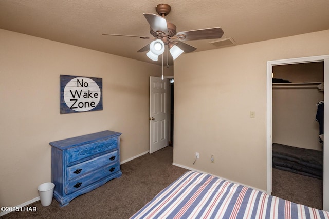 2613 Packet Ln, Lake Havasu City, AZ 86403 - unfurnished bedroom featuring visible vents, baseboards, a closet, a ceiling fan, and carpet