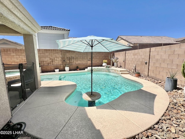 1737 E Alder Cir, Lake Havasu City, AZ 86404 - view of swimming pool featuring a fenced backyard and a patio area