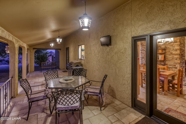 view of patio / terrace featuring grilling area and outdoor dining space