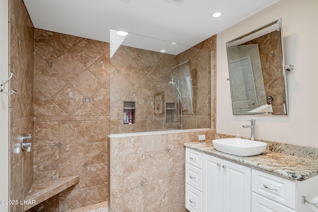 8874 Papago Loop, Parker, AZ 85344 - full bath with vanity, a walk in shower, and recessed lighting