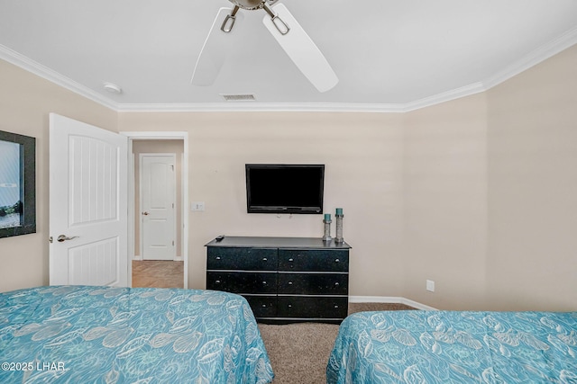 8874 Papago Loop, Parker, AZ 85344 - carpeted bedroom with crown molding and a ceiling fan