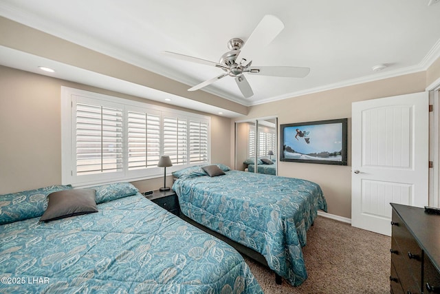 8874 Papago Loop, Parker, AZ 85344 - carpeted bedroom featuring ornamental molding and ceiling fan