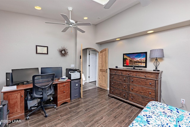 home office with ceiling fan