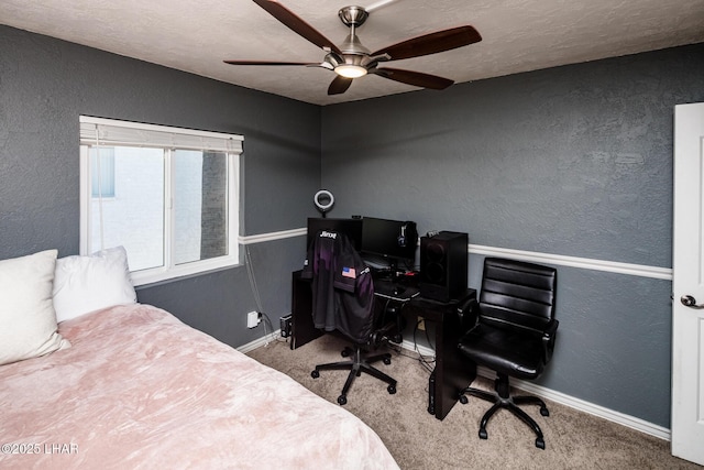1824 Montana Vis Unit D, Lake Havasu City, AZ 86403 - carpeted bedroom with baseboards, a ceiling fan, and a textured wall