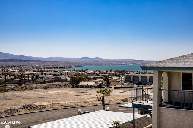 view of mountain feature featuring a water view