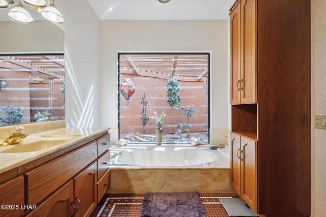 full bathroom featuring vanity and a bath