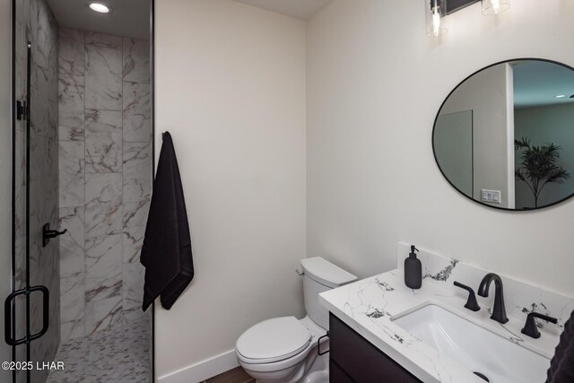 2185 Palo Verde Blvd S, Lake Havasu City, AZ 86403 - bathroom featuring a shower stall, vanity, and recessed lighting