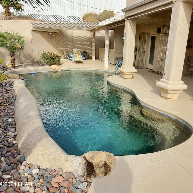 view of swimming pool featuring a patio