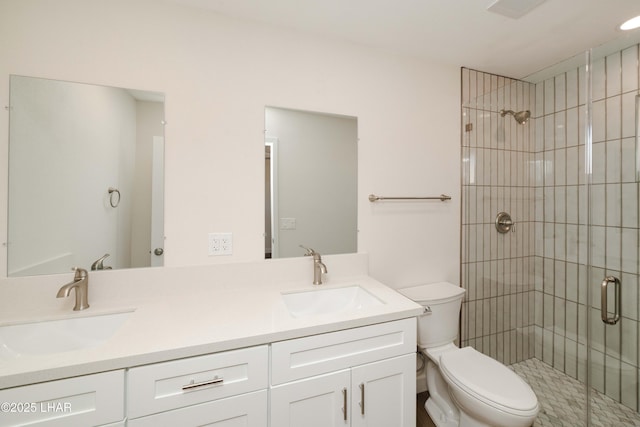 2529 Sunchief Ln, Lake Havasu City, AZ 86403 - full bathroom with toilet, a stall shower, and double vanity