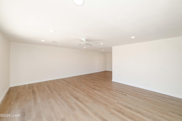 2529 Sunchief Ln, Lake Havasu City, AZ 86403 - spare room featuring recessed lighting, a ceiling fan, light wood-style floors, and baseboards