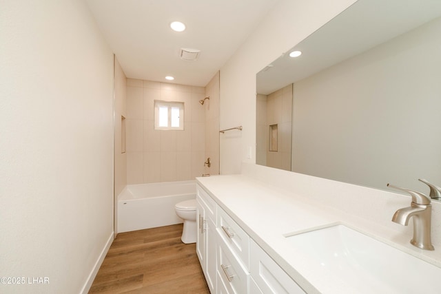 2529 Sunchief Ln, Lake Havasu City, AZ 86403 - full bath with toilet, vanity, recessed lighting, wood finished floors, and shower / washtub combination