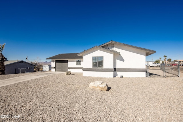 exterior space with a garage