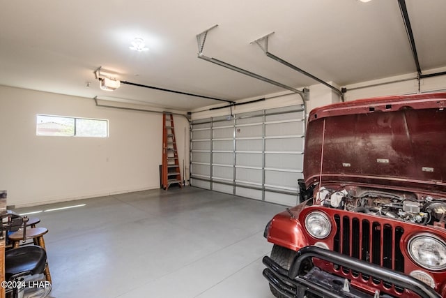 garage with a garage door opener