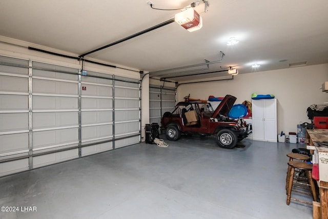 garage with a garage door opener