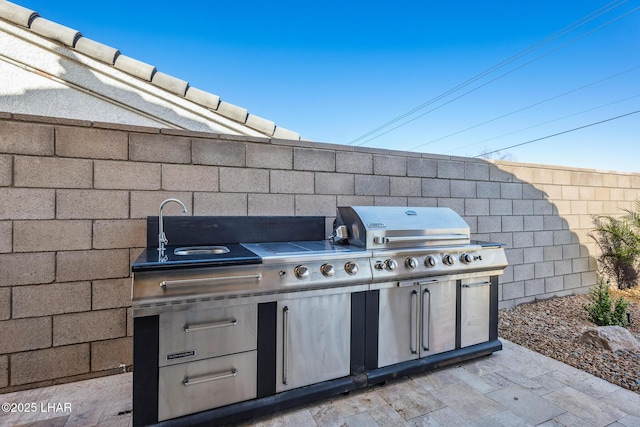 view of patio / terrace featuring an outdoor kitchen