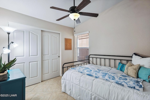 bedroom with a closet and ceiling fan