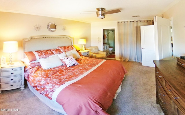 777 Harrah Way Unit 318, Lake Havasu City, AZ 86403 - bedroom featuring carpet floors, ornamental molding, and ceiling fan