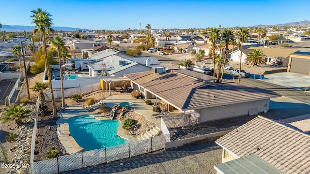 aerial view with a residential view and a mountain view