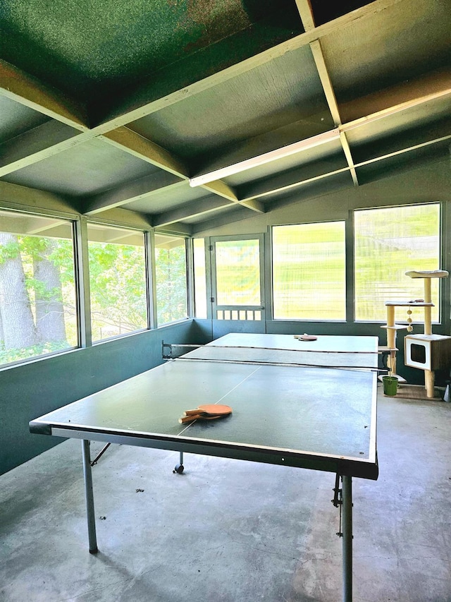 playroom with concrete floors