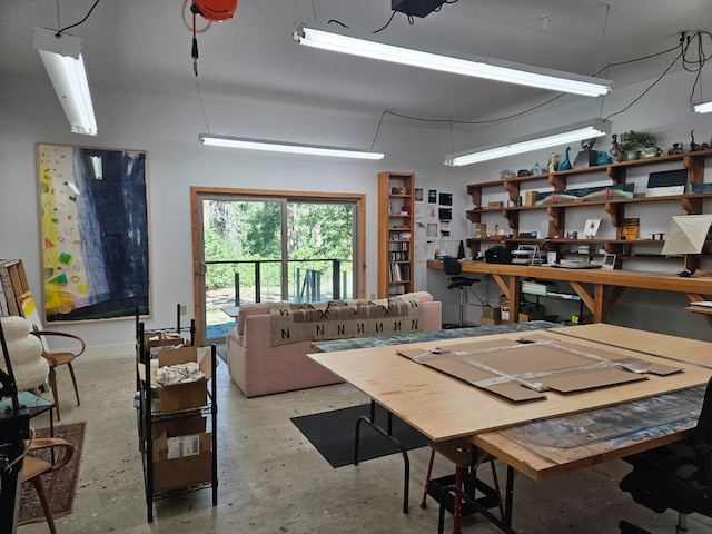 dining area with a workshop area