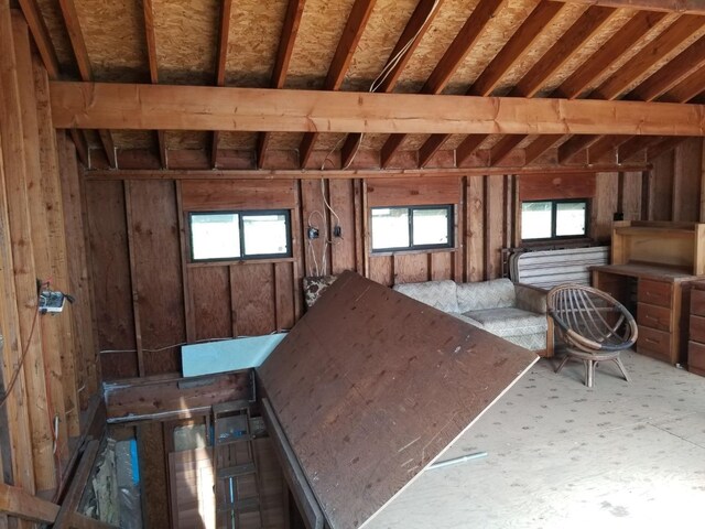 view of unfinished attic