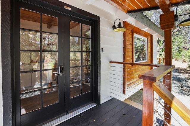 entrance to property featuring french doors